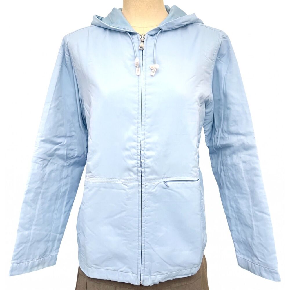 Vtg Eddie Bauer Powder Blue Hooded All Weather Windbreaker Light Jacket Sz Small